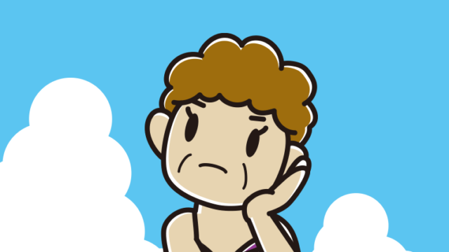 海に入って考えるおばさんのイラスト【色、背景あり】PNG