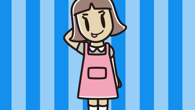 テヘヘなエプロン姿の小学生女子のイラスト【色、背景あり】PNG