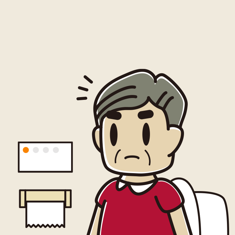 トイレで気付くおじさんのイラスト【色、背景あり】PNG