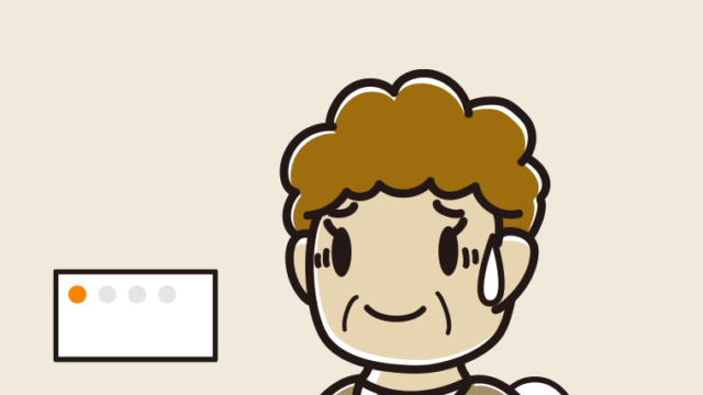 トイレで苦笑いするおばさんのイラスト【色、背景あり】PNG