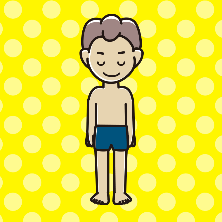 お辞儀するスクール水着の男子中学生のイラスト【色、背景あり】PNG