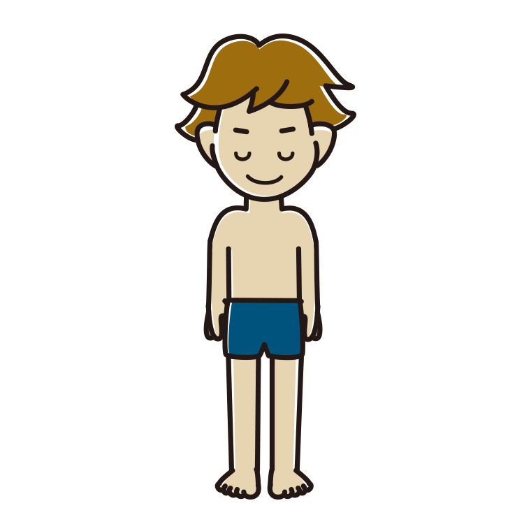 お辞儀するスクール水着の男子高校生のイラスト【色あり、背景なし】透過PNG