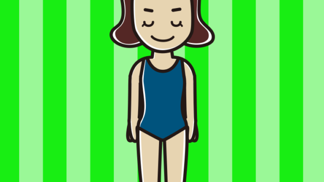 お辞儀するスクール水着の女子高校生のイラスト【色、背景あり】PNG