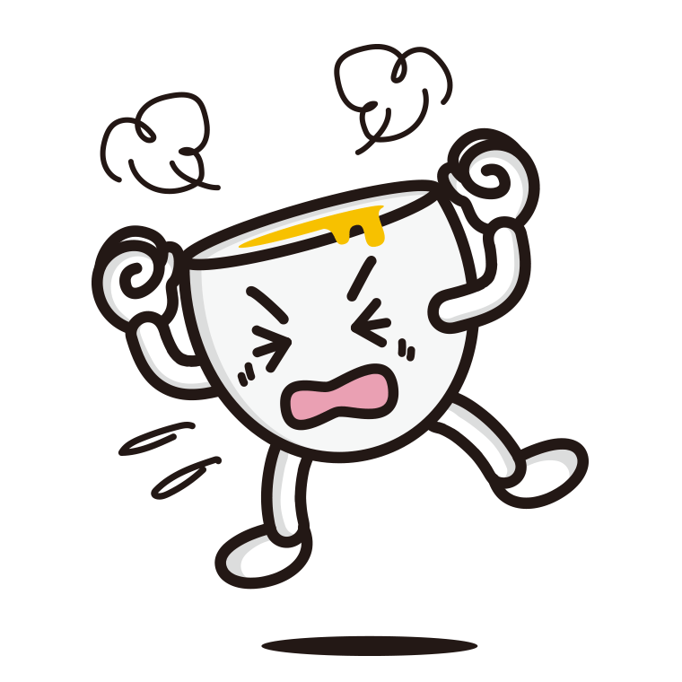 カンカンに怒る半熟卵ちゃんのイラスト【色あり、背景なし】透過PNG