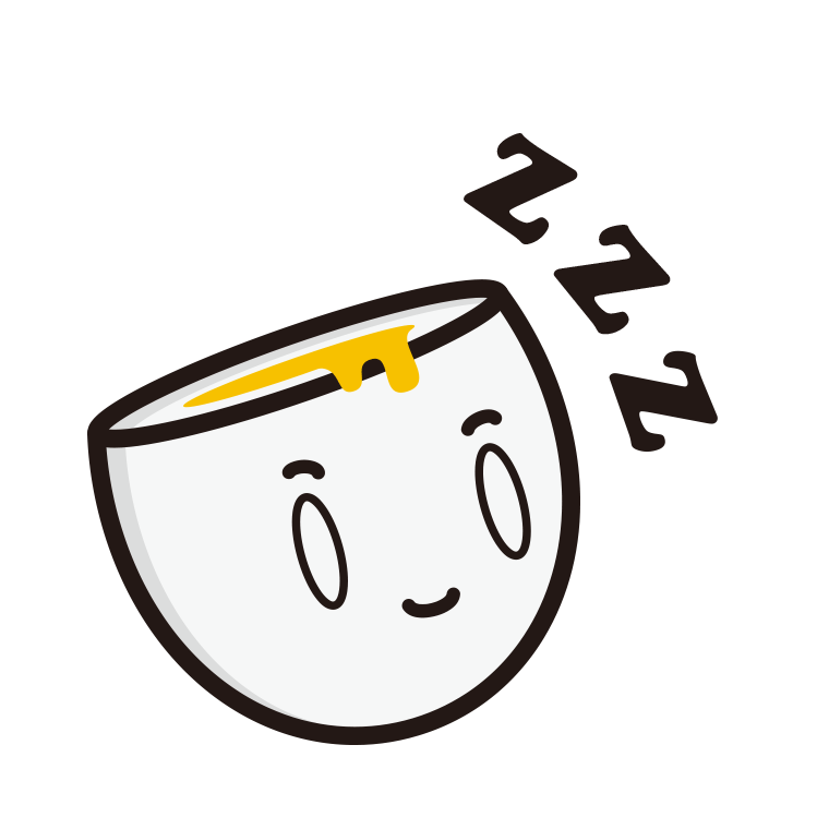 眠る半熟卵ちゃんのイラスト【色あり、背景なし】透過PNG