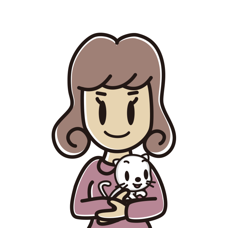 猫を抱っこする女子大学生のイラスト【色あり、背景なし】透過PNG