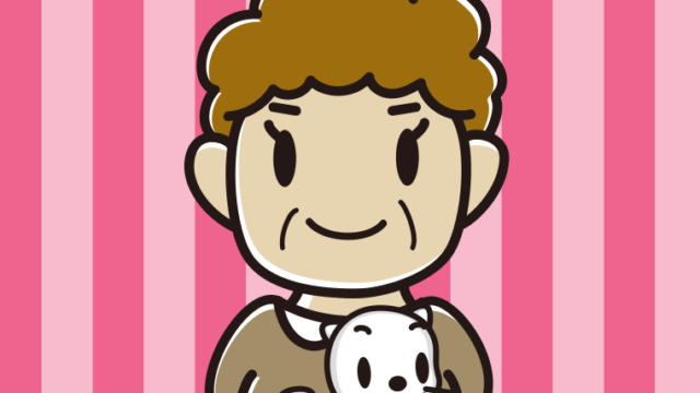 猫を抱っこするおばさんのイラスト【色、背景あり】PNG