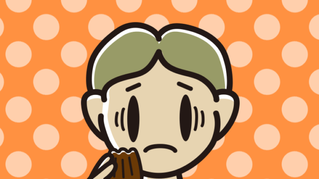 カヌレで困る小学生男子のイラスト【色、背景あり】PNG