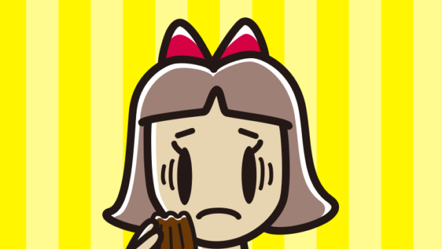 カヌレで困る小学生女子のイラスト【色、背景あり】PNG