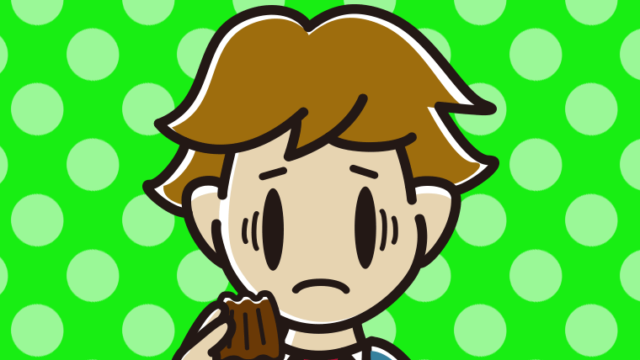 カヌレで困る男子高校生のイラスト【色、背景あり】PNG