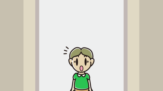 エレベーターで驚く小学生男子のイラスト【色、背景あり】PNG