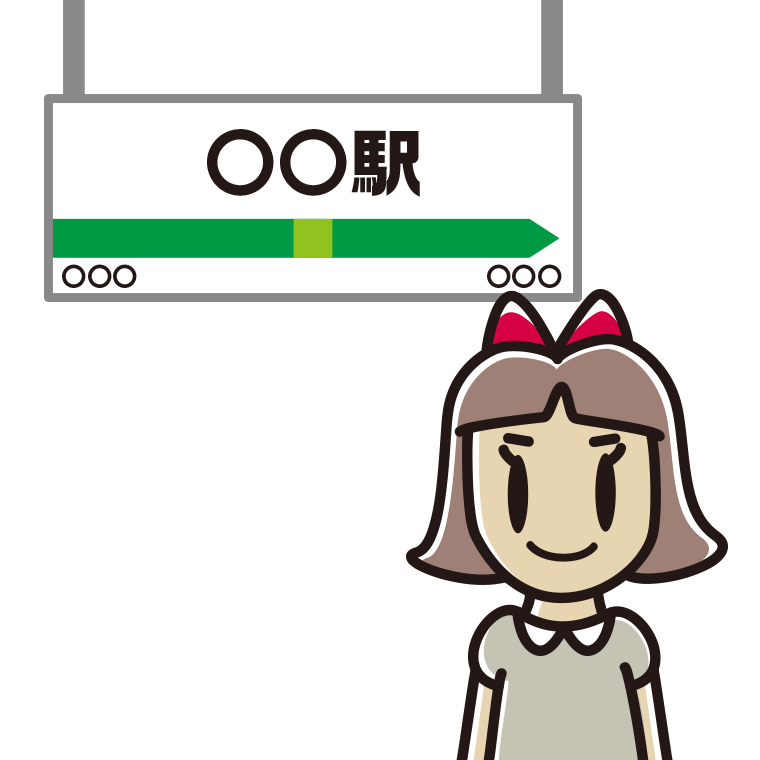 駅のホームにいる小学生女子のイラスト【色あり、背景なし】透過PNG