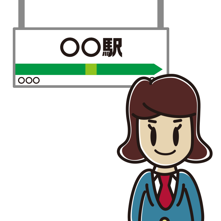 駅のホームにいる女子高校生のイラスト【色あり、背景なし】透過PNG