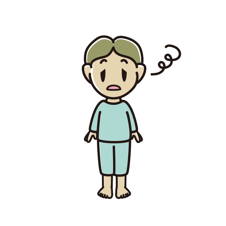 ぼーっとする部屋着の小学生男子のイラスト【色あり、背景なし】透過PNG