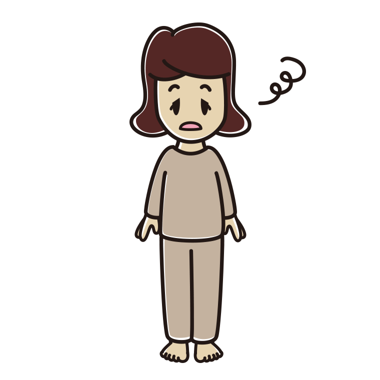 ぼーっとする部屋着の女子高校生のイラスト【色あり、背景なし】透過PNG