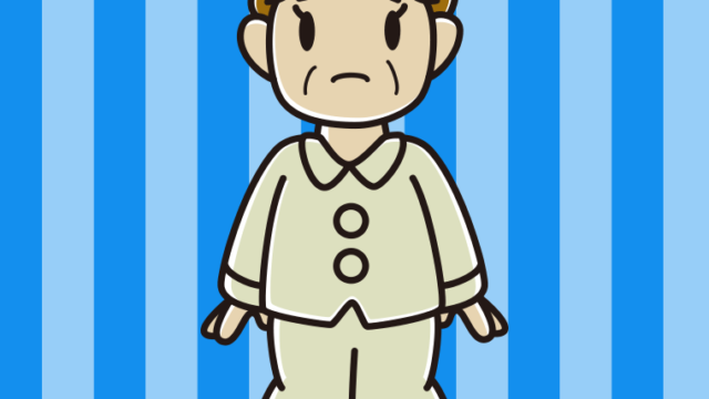困るパジャマのおばさんのイラスト【色、背景あり】PNG