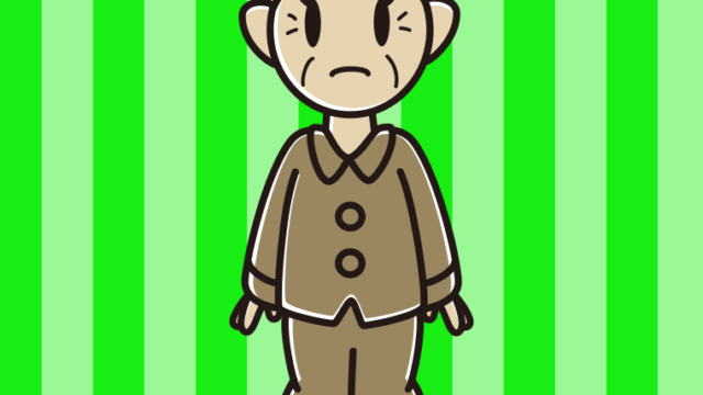 困るパジャマのおばあさんのイラスト【色、背景あり】PNG