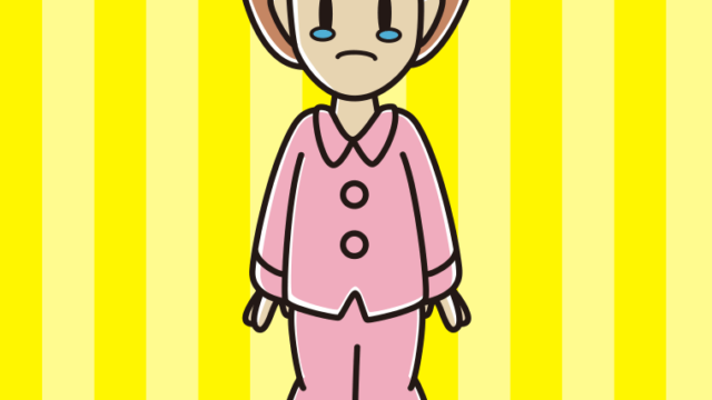 泣くパジャマの女性のイラスト【色、背景あり】PNG