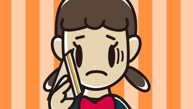 サンドイッチで困る女子中学生のイラスト【色、背景あり】PNG