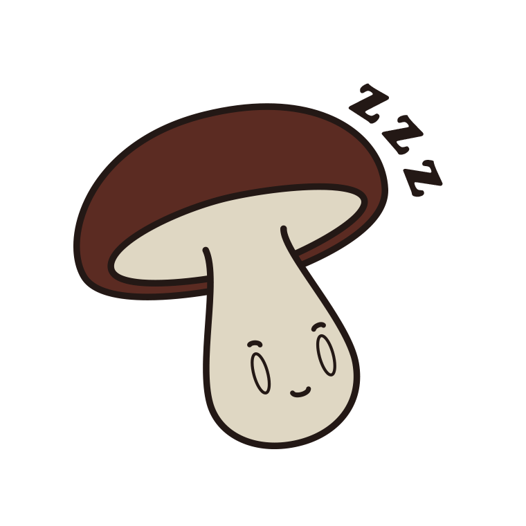 眠るしいたけちゃんのイラスト【色あり、背景なし】透過PNG