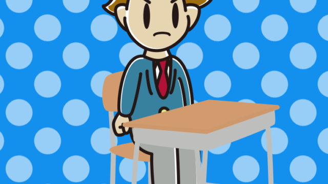 教室の席で怒る男子高校生のイラスト【色、背景あり】PNG