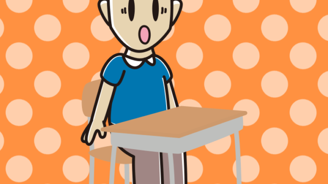 教室の席で驚く男性のイラスト【色、背景あり】PNG