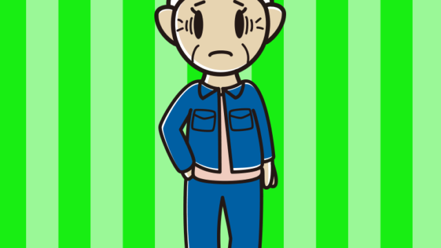 デニムオンデニムで困るおばあさんのイラスト【色、背景あり】PNG