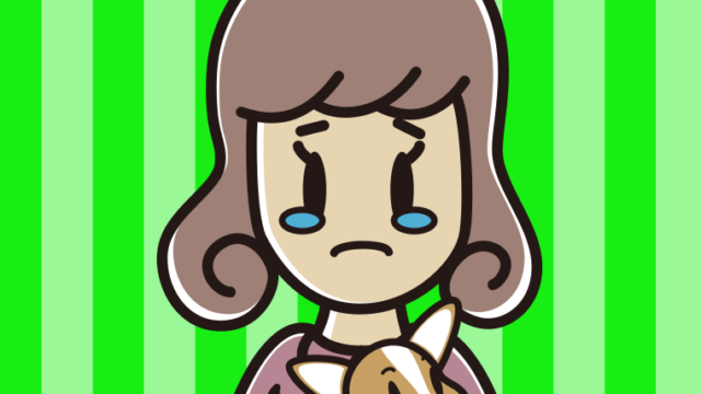 犬を抱いて泣く女子大学生のイラスト【色、背景あり】PNG