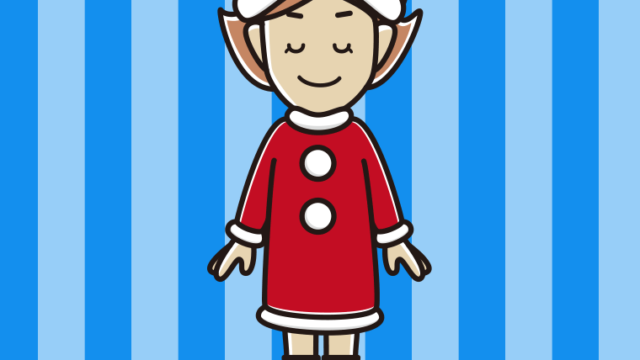 目を閉じるサンタ姿の女性のイラスト【色、背景あり】PNG