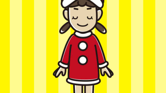 目を閉じるサンタ姿の女子中学生のイラスト【色、背景あり】PNG