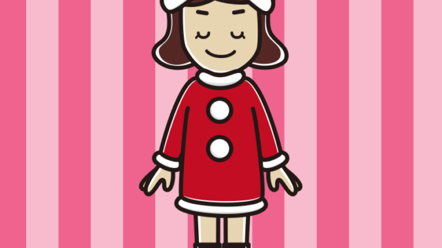 目を閉じるサンタ姿の女子高校生のイラスト【色、背景あり】PNG