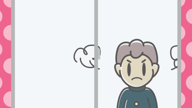 窓から怒る男子中学生のイラスト【色、背景あり】PNG