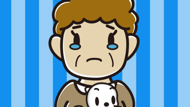 猫を抱いて泣くおばさんのイラスト【色、背景あり】PNG