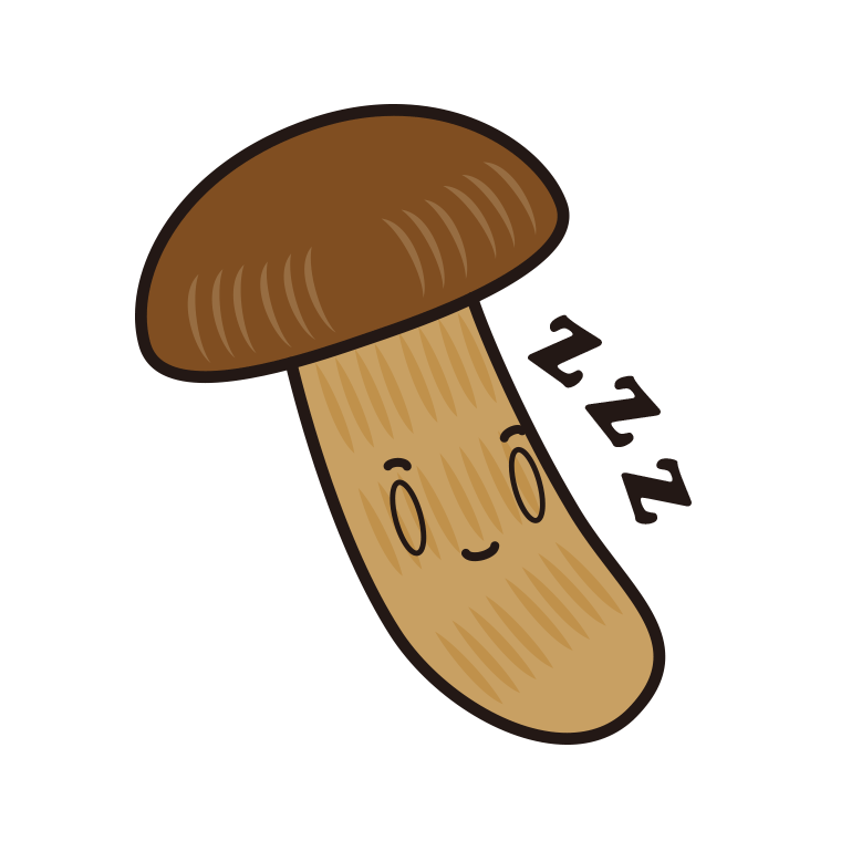 眠る松茸ちゃんのイラスト【色あり、背景なし】透過PNG