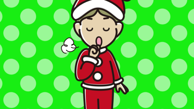 咳払いするサンタ姿の小学生男子のイラスト【色、背景あり】PNG