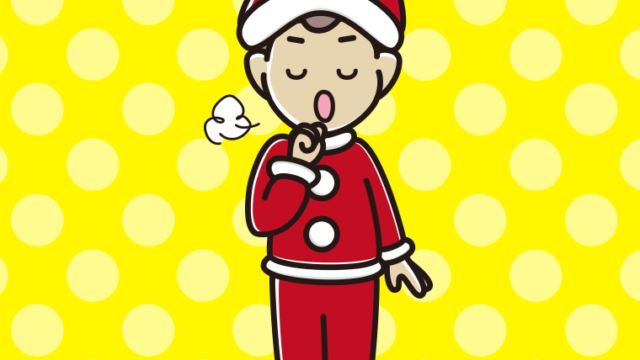 咳払いするサンタ姿の男子中学生のイラスト【色、背景あり】PNG