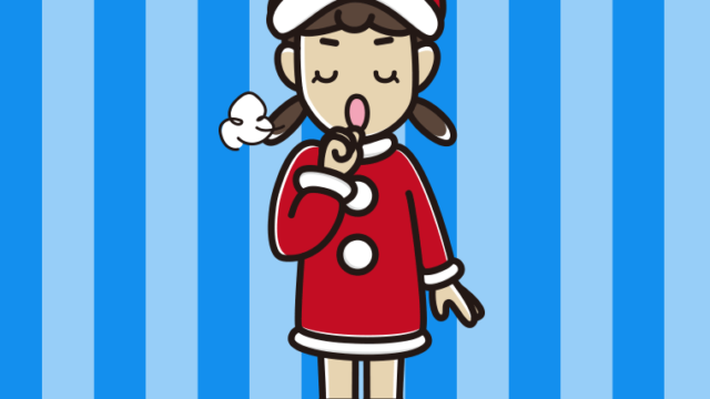 咳払いするサンタ姿の女子中学生のイラスト【色、背景あり】PNG