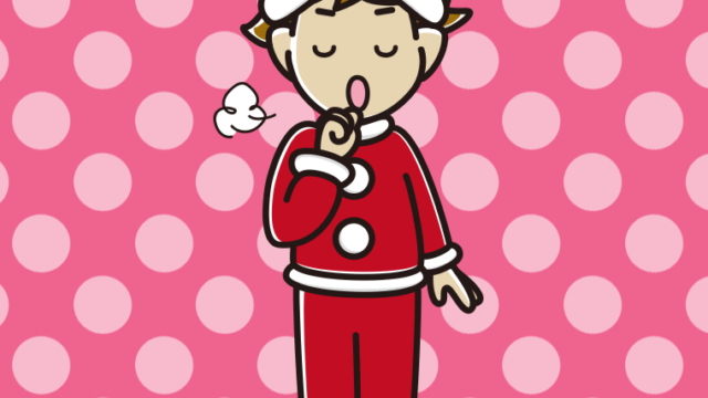 咳払いするサンタ姿の男子高校生のイラスト【色、背景あり】PNG