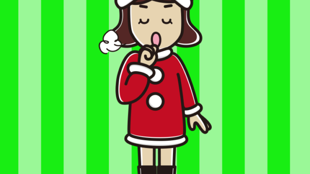 咳払いするサンタ姿の女子高校生のイラスト【色、背景あり】PNG