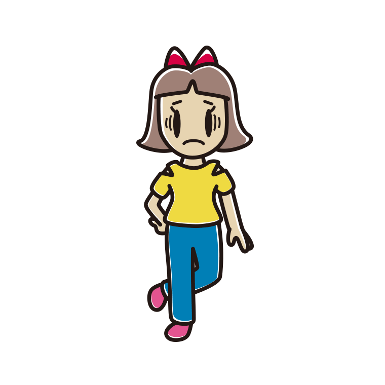 肩見せコーデで困る小学生女子のイラスト【色あり、背景なし】透過PNG