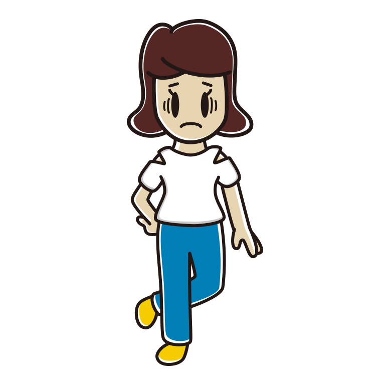 肩見せコーデで困る女子高校生のイラスト【色あり、背景なし】透過PNG