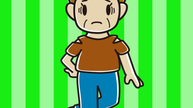 肩見せコーデで困るおばさんのイラスト【色、背景あり】PNG