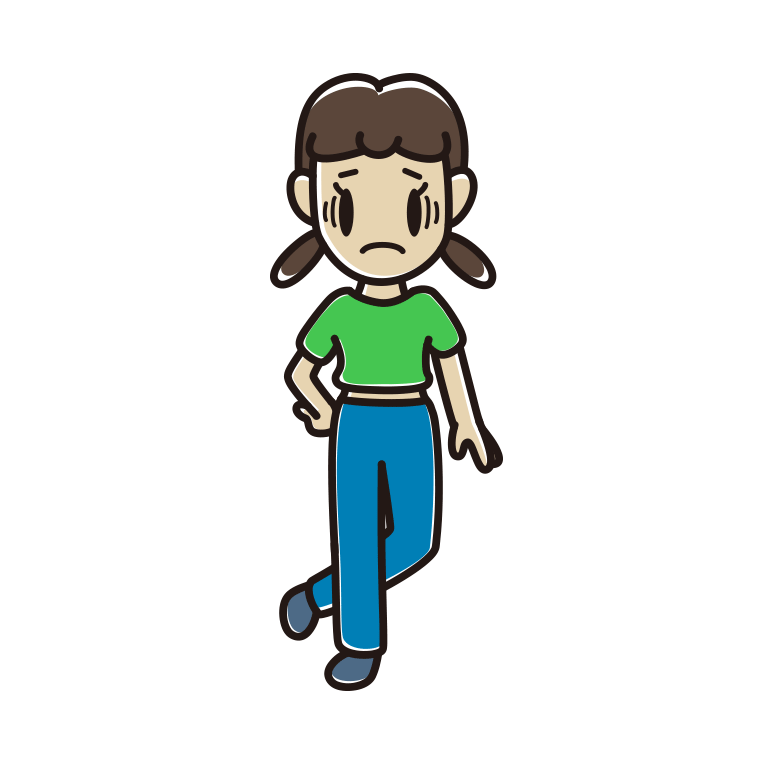 腹見せコーデで困る女子中学生のイラスト【色あり、背景なし】透過PNG