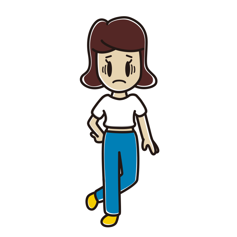 腹見せコーデで困る女子高校生のイラスト【色あり、背景なし】透過PNG