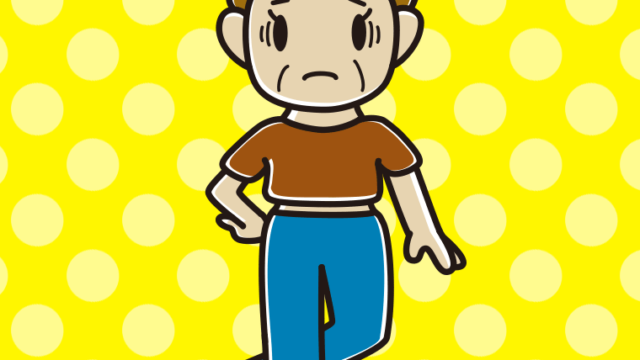 腹見せコーデで困るおばさんのイラスト【色、背景あり】PNG