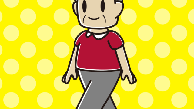 歩くおじさんのイラスト【色、背景あり】PNG