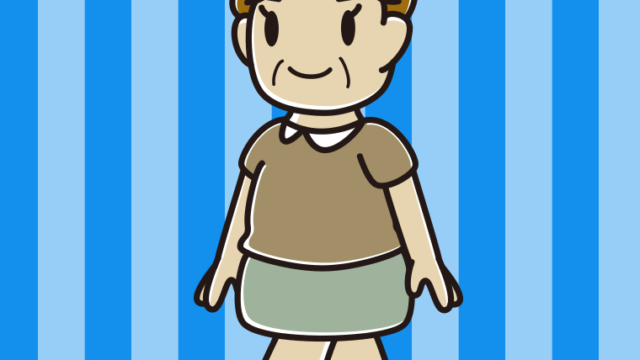 歩くおばさんのイラスト【色、背景あり】PNG