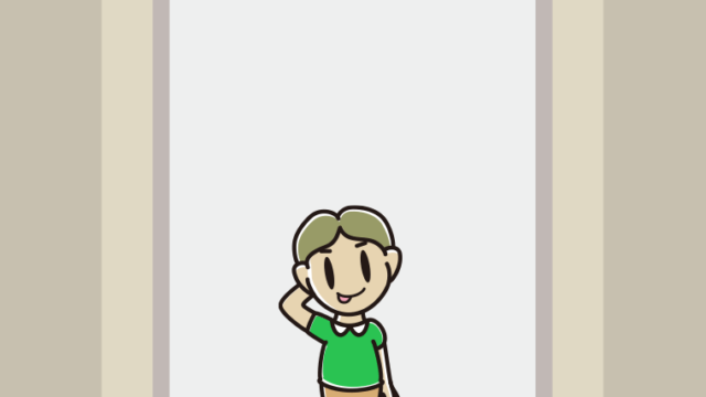 エレベーターでテヘヘな小学生男子のイラスト【色、背景あり】PNG