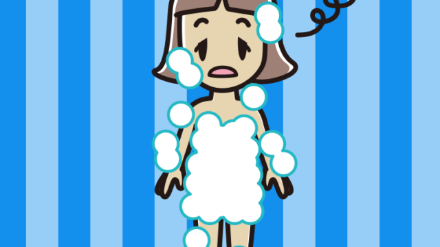 ぼーっとする泡だらけの小学生女子のイラスト【色、背景あり】PNG