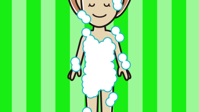 目を閉じる泡だらけの女性のイラスト【色、背景あり】PNG